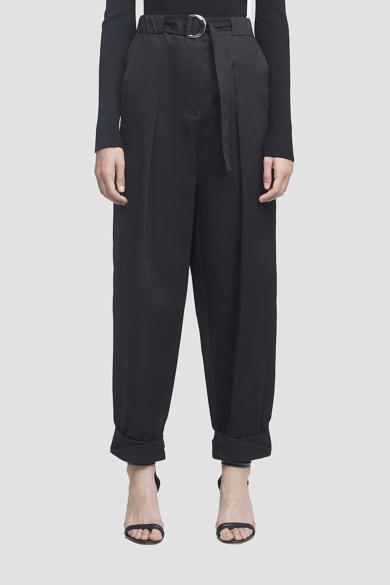 Twill Belted Utility Pant-black #0 Twill Belted Utility Pant, BLACK Synthetic->Triacetate TWILL UTILITY BELTED PANTS W ROLLED CUFF from 3.1 Phillip Lim. - 0