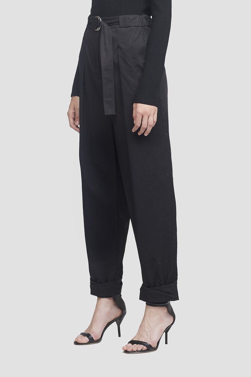 Twill Belted Utility Pant-black #1 Twill Belted Utility Pant, BLACK Synthetic->Triacetate TWILL UTILITY BELTED PANTS W ROLLED CUFF from 3.1 Phillip Lim. - 1
