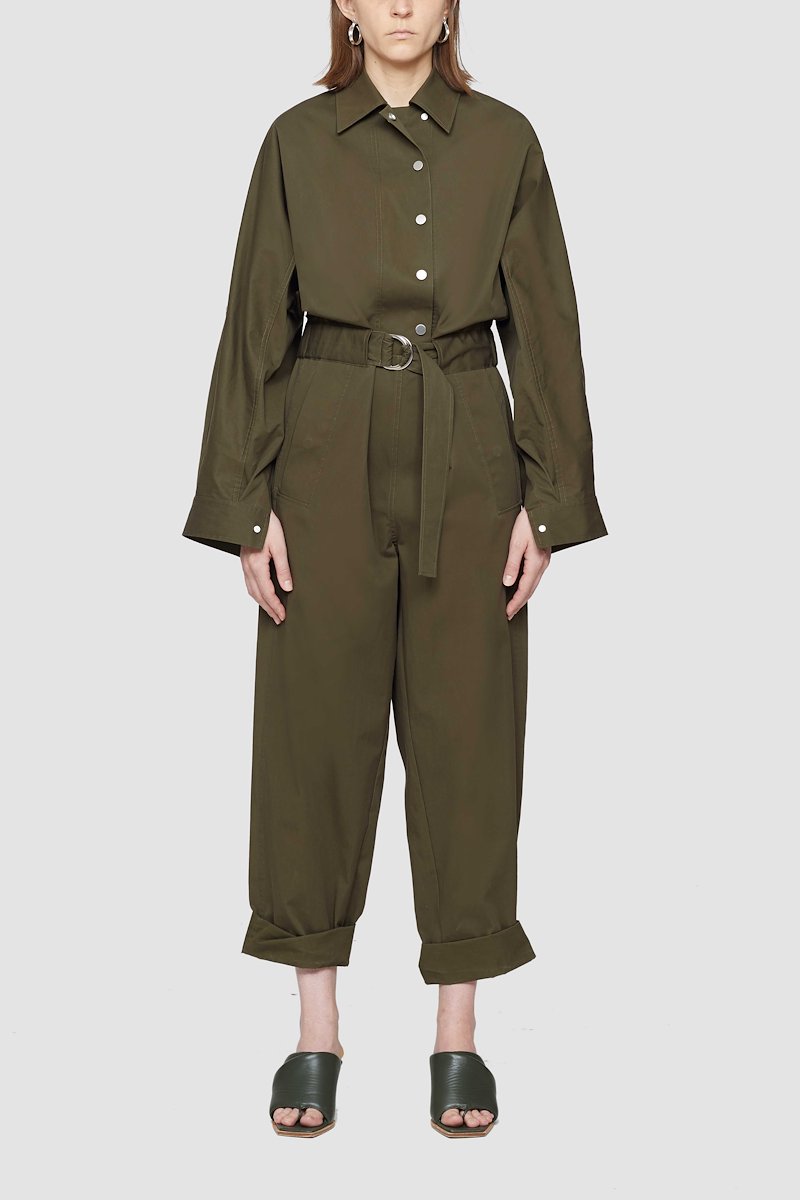 Twill Utility Jumpsuit-green #0 Twill Utility Jumpsuit, OLIVE Synthetic->Triacetate LS TWILL UTILITY JUMPSUIT from 3.1 Phillip Lim. - 4