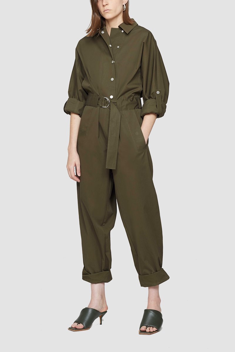 Twill Utility Jumpsuit-green #1 Twill Utility Jumpsuit, OLIVE Synthetic->Triacetate LS TWILL UTILITY JUMPSUIT from 3.1 Phillip Lim. - 3