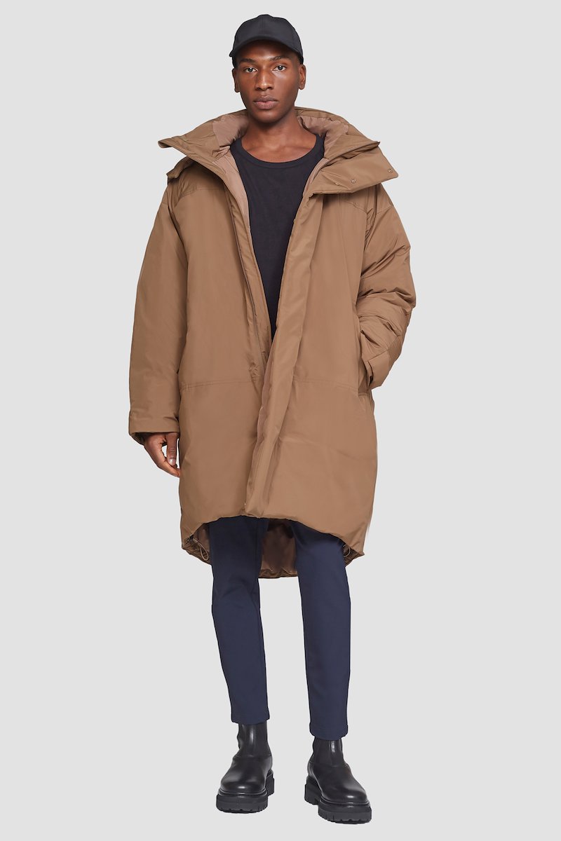Unisex Duvet Parka-neutrals #0 Unisex Duvet Parka, Watnut Duvet oversized parka from 3.1 PHILLIP LIM featuring detachable hood, high neck, front press-stud and zip fastening, long sleeves, two handwarmer pockets, curved hem and water-repellent.- 0