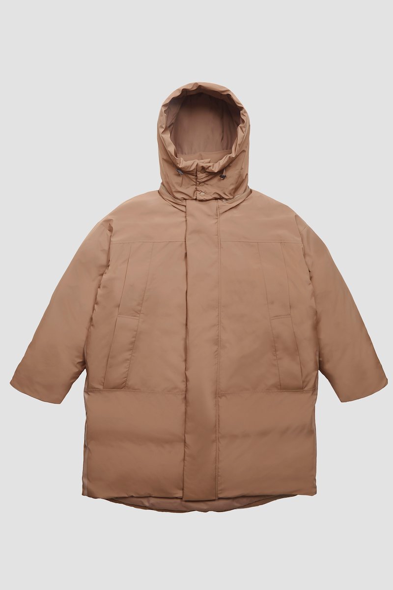 Unisex Duvet Parka-neutrals #1 Unisex Duvet Parka, Watnut Duvet oversized parka from 3.1 PHILLIP LIM featuring detachable hood, high neck, front press-stud and zip fastening, long sleeves, two handwarmer pockets, curved hem and water-repellent.- 9