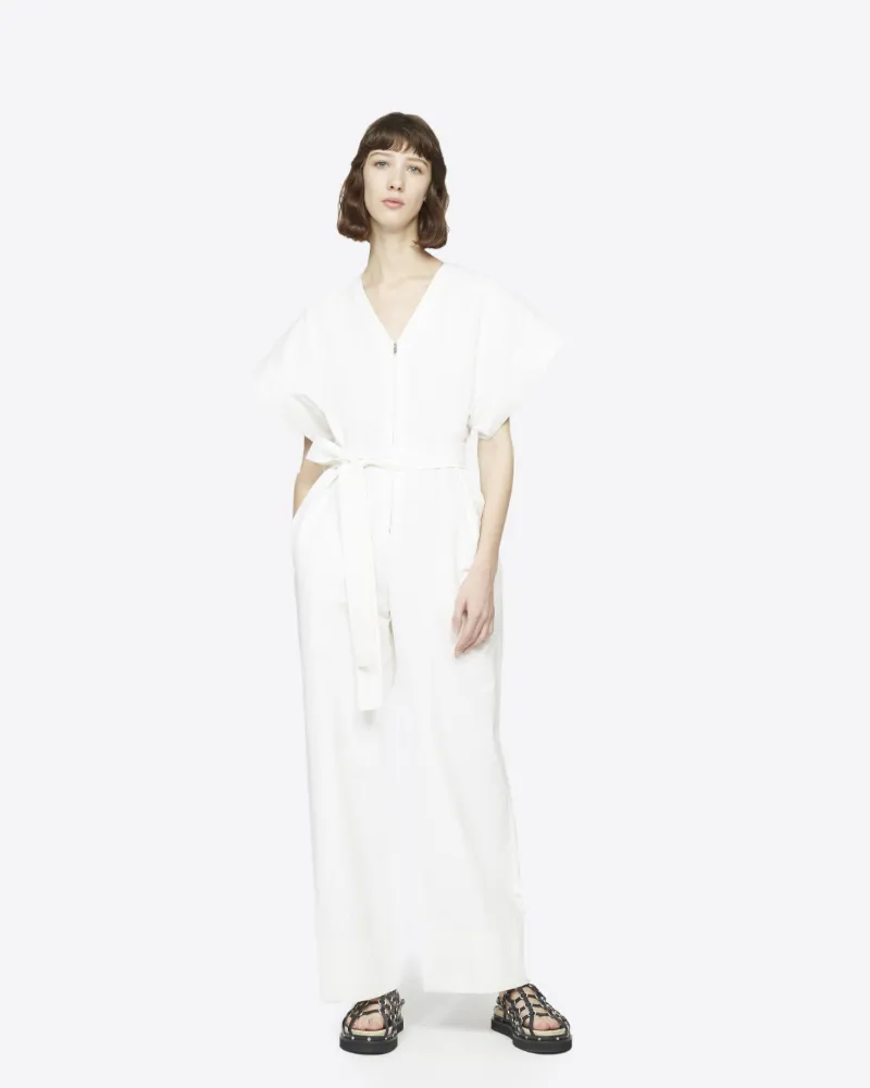 white belted jumpsuit