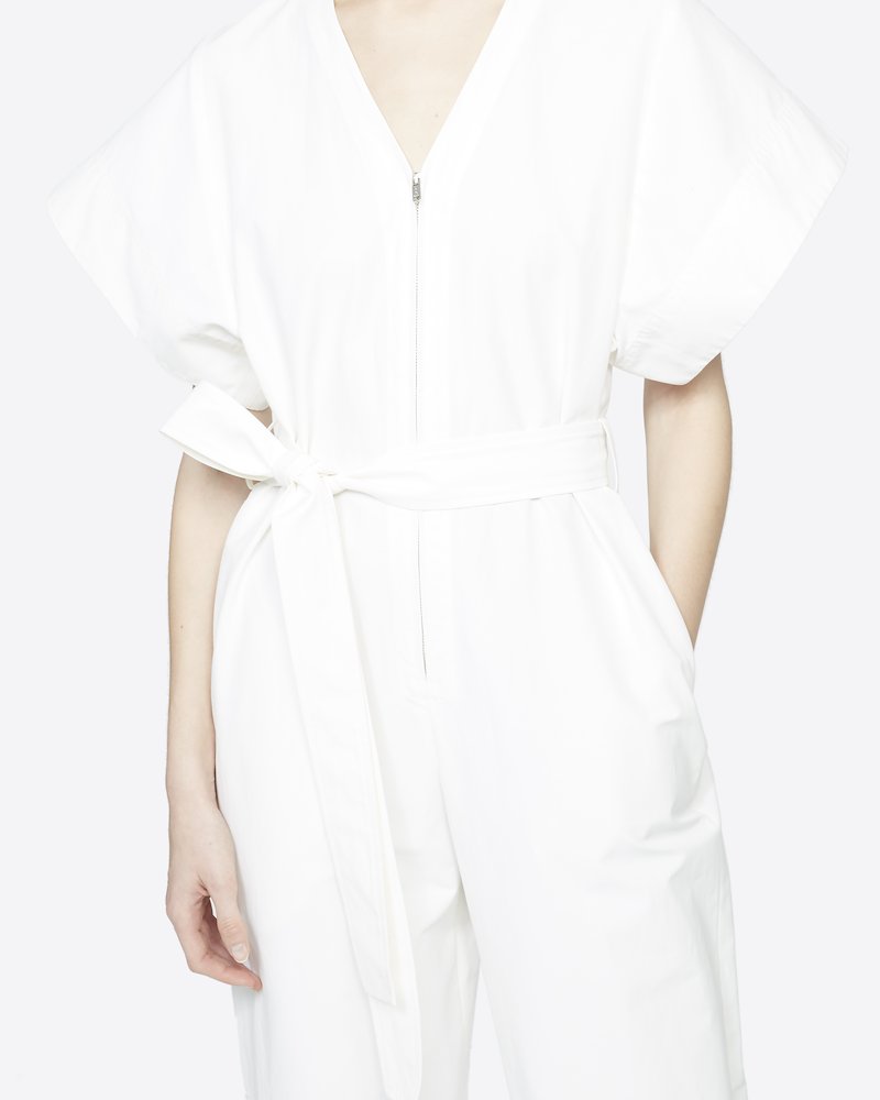 white utility jumpsuit