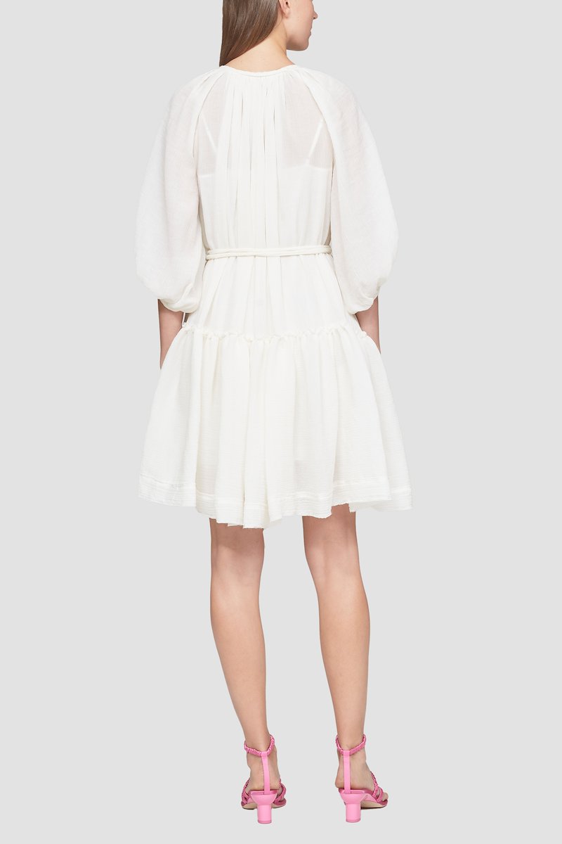 V-Neck Wrap Dress-white #0 V-Neck Wrap Dress, null- 2