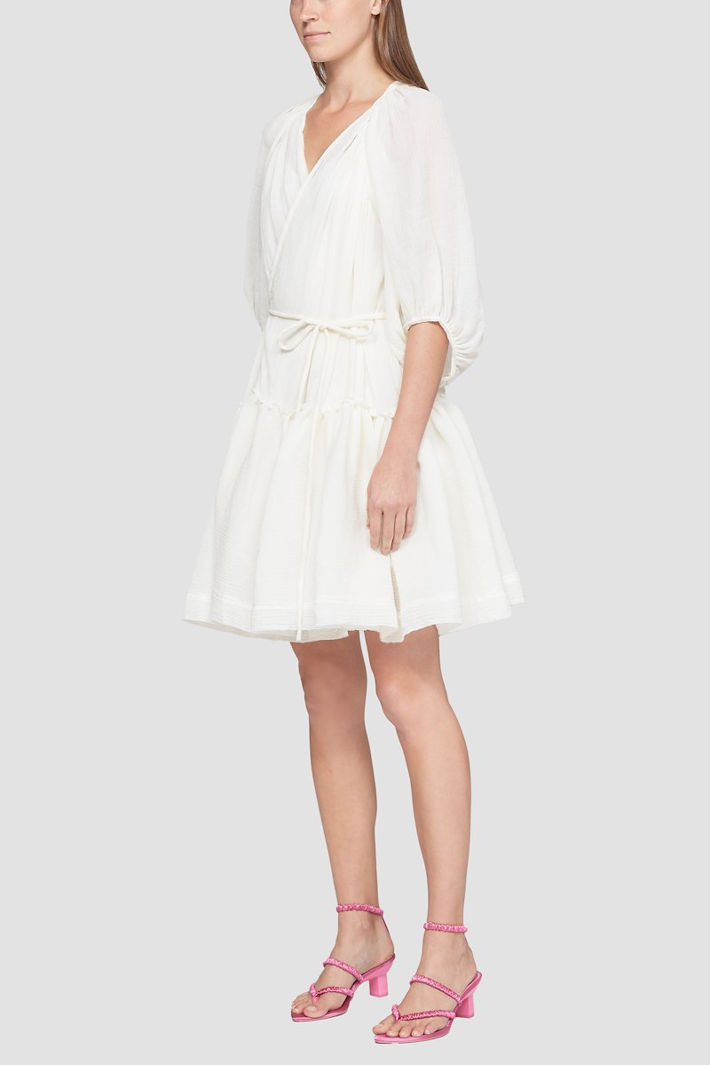 V-Neck Wrap Dress-white #1 V-Neck Wrap Dress, null- 1
