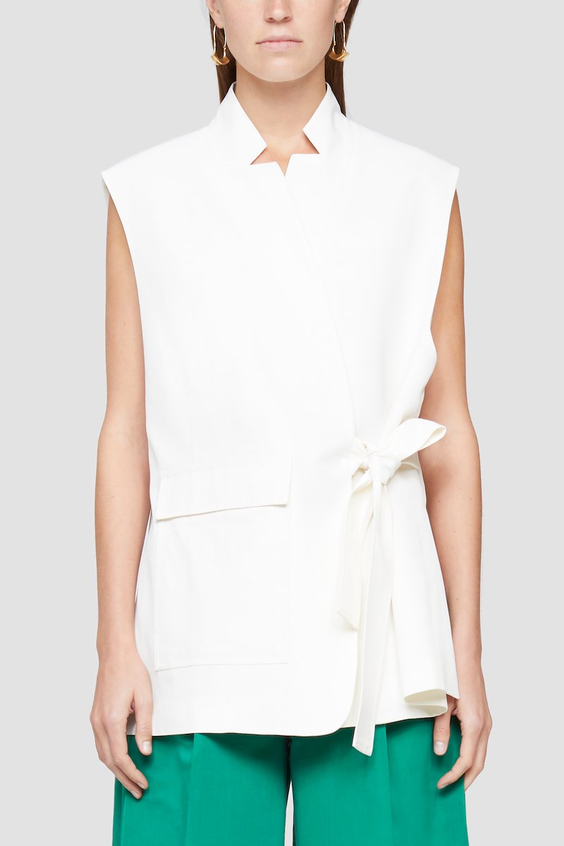 Vest With Tie-white #1 Vest With Tie, You're under a vest! Or you will be after you've made the - very wise - decision of making this ivory-white wraparound vest yours. In the end, 3.1 Phillip Lim will set you free. Featuring a wrap-around silhouette, notched lapels, a side tie fastening, a sleeveless design, a front flap pocket and a straight hem.- 1