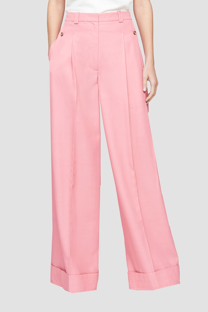 Wide Leg Pant-pink #1 Wide Leg Pant, Can you imagine the look on Regina George's face when you show up with these 3.1 Phillip Lim trousers? Constructed from wool and boasting a rose-pink hue, this pair will be the reason for all the chit-chat around you. Sorry, Regina, you're no longer the leader. Featuring darts at the waist, turn up hems, belt loops, a high waist, a button & zip fastening, a wide leg, side pockets and a rear patch pocket.- 1