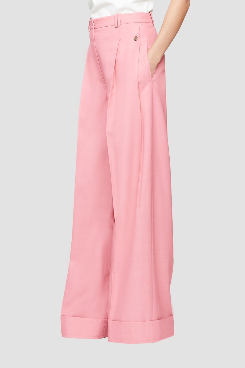 Wide Leg Pant-pink #0 Wide Leg Pant, Can you imagine the look on Regina George's face when you show up with these 3.1 Phillip Lim trousers? Constructed from wool and boasting a rose-pink hue, this pair will be the reason for all the chit-chat around you. Sorry, Regina, you're no longer the leader. Featuring darts at the waist, turn up hems, belt loops, a high waist, a button & zip fastening, a wide leg, side pockets and a rear patch pocket.- 2