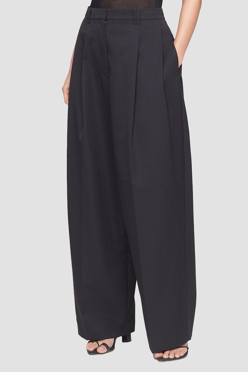 Wide Leg Trouser-black #0 Wide Leg Trouser, Black wool blend high-waisted wide leg tailored trousers from 3.1 PHILLIP LIM featuring high-waisted, concealed front fastening, belt loops, pleat detailing, pressed crease, two rear patch pockets and wide leg.- 2