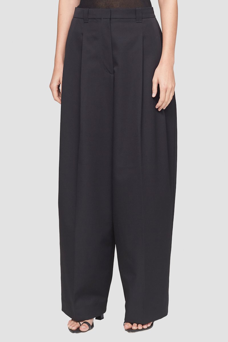 Wide Leg Trouser-black #1 Wide Leg Trouser, Black wool blend high-waisted wide leg tailored trousers from 3.1 PHILLIP LIM featuring high-waisted, concealed front fastening, belt loops, pleat detailing, pressed crease, two rear patch pockets and wide leg.- 1