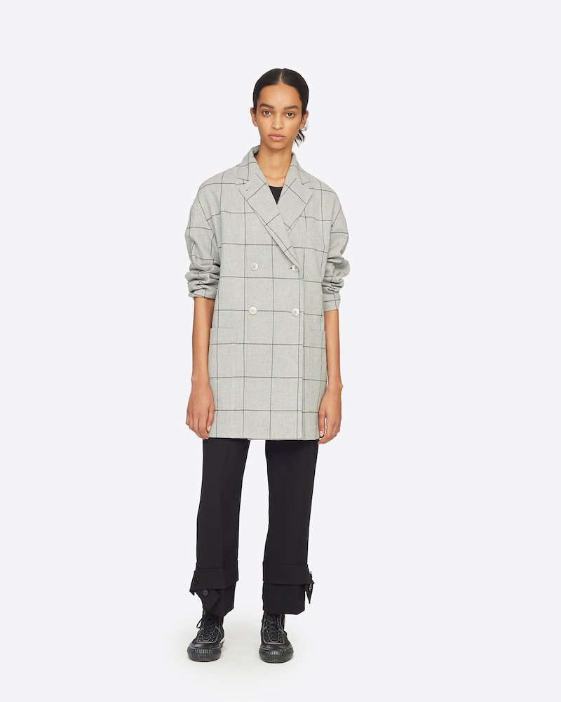 Window Pane Cardigan Coat-grey #0 Window Pane Cardigan Coat, Grey Synthetic->viscose Window Pane Cardigan Coat from 3.1 Phillip Lim.- 0