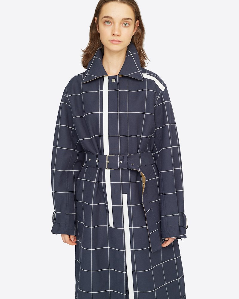 Window Pane Trench Coat-blue #1 Window Pane Trench Coat, Window Pane Trench Coat from 3.1 Phillip Lim.- 3