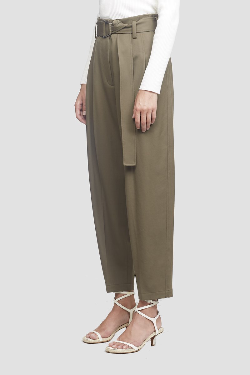 Wool Belted Utility Pant-green #1 Wool Belted Utility Pant, Green wool belted utility trousers from 3.1 PHILLIP LIM featuring high waist, belted waist, concealed front fastening, two diagonal pockets to the sides, rear patch pocket, tapered fit and cropped leg. POSITIVELY CONSCIOUS: This product is made with a material widely recognised as being better for the planet, so you can be confident you are choosing positively .- 1