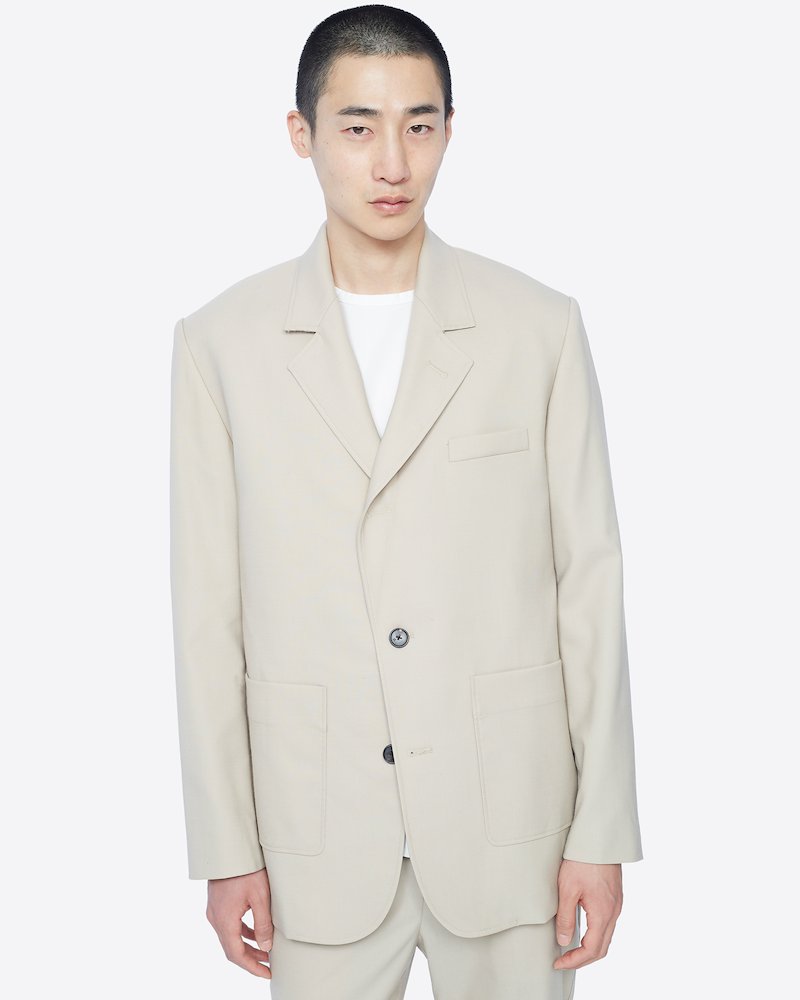 Wool Blend Blazer-neutrals #1 Wool Blend Blazer, - 3