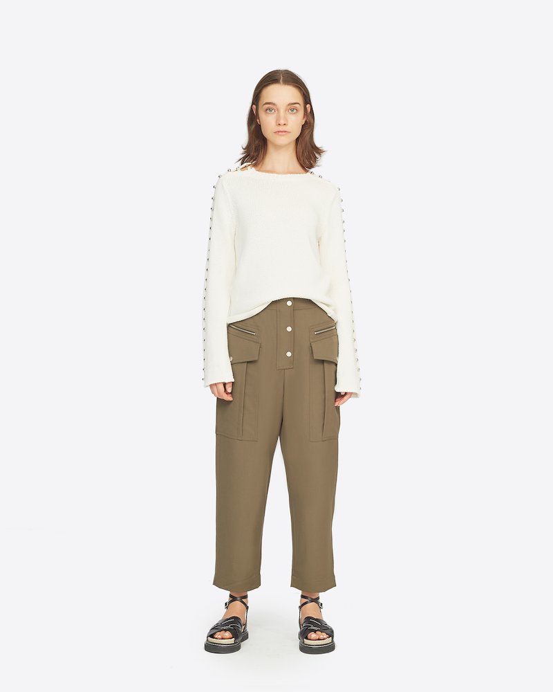 Wool Cargo Pant-green #0 Wool Cargo Pant, Fir Green Wool or fine animal hair->Wool Wool Cargo Pant from 3.1 Phillip Lim.- 0