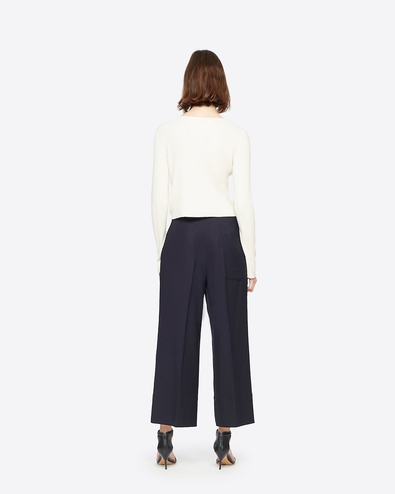 Wool Poplin A-Line Pant-black #0 Wool Poplin A-Line Pant, A little goes a long way... Boasting a wool construction, these back darts cropped trousers from 3.1 Phillip Lim proves that you don't need to complicate when it comes to elegance. Fuss-free is the way to go. Featuring a high waist, a concealed front fastening, side seam pockets, a wide leg and a cropped length.- 2