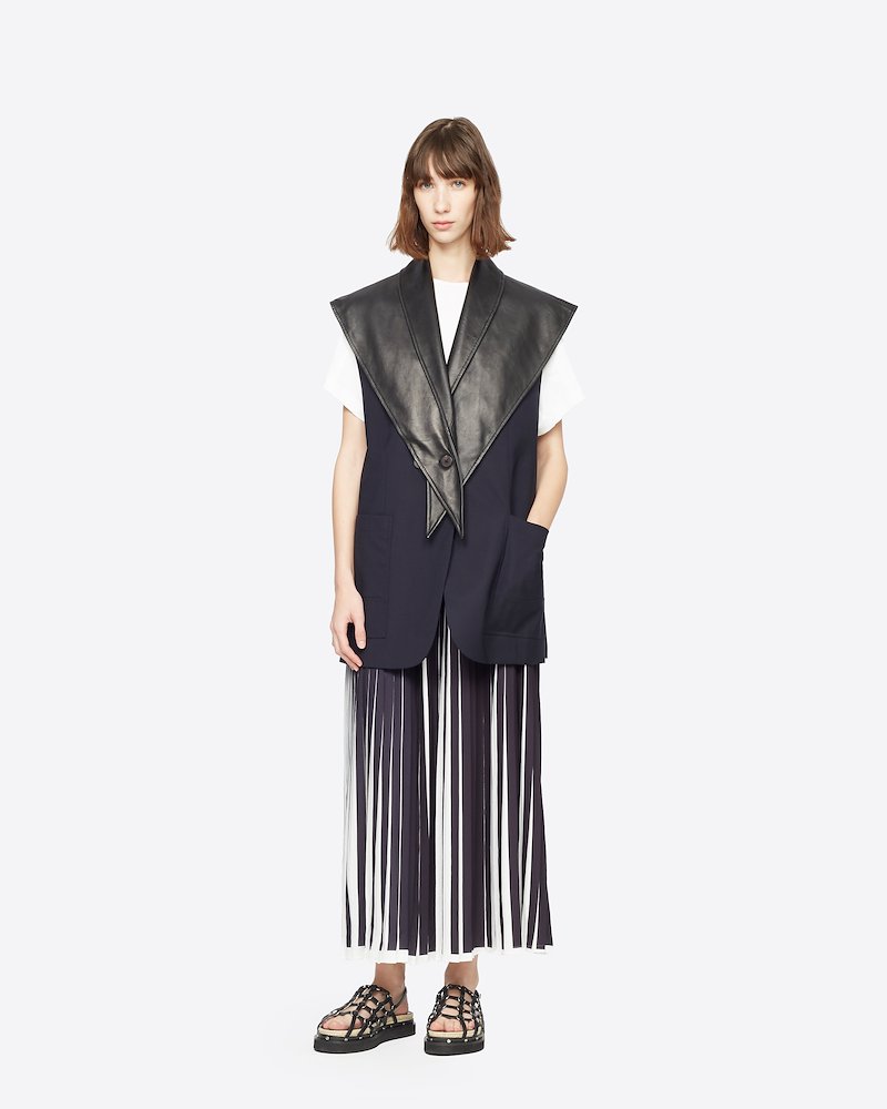 Wool Poplin Vest With Removable Scarf-black #0 Wool Poplin Vest With Removable Scarf, We all love versatility. Boasting a wool construction, this removable scarf vest from 3.1 Phillip Lim is the perfect piece to go with your moods. Leather scarf or not scarf? Either way you will look the coolest. Featuring a front button fastening, two front pockets and removable leather scarf.- 0