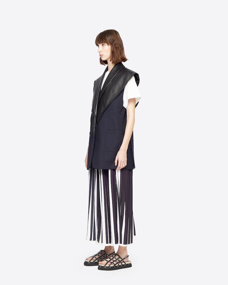 Wool Poplin Vest With Removable Scarf-black #1 Wool Poplin Vest With Removable Scarf, We all love versatility. Boasting a wool construction, this removable scarf vest from 3.1 Phillip Lim is the perfect piece to go with your moods. Leather scarf or not scarf? Either way you will look the coolest. Featuring a front button fastening, two front pockets and removable leather scarf.- 1