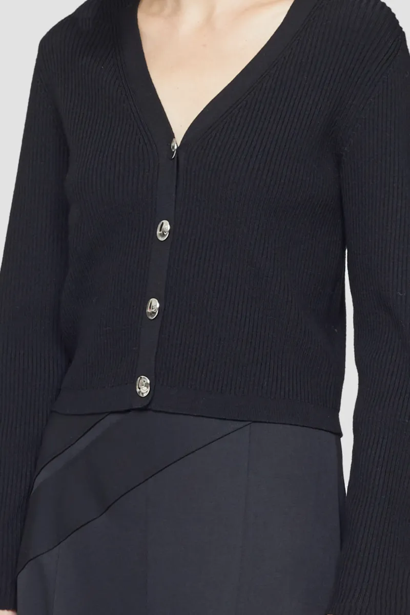 long ribbed cardigan with buttons