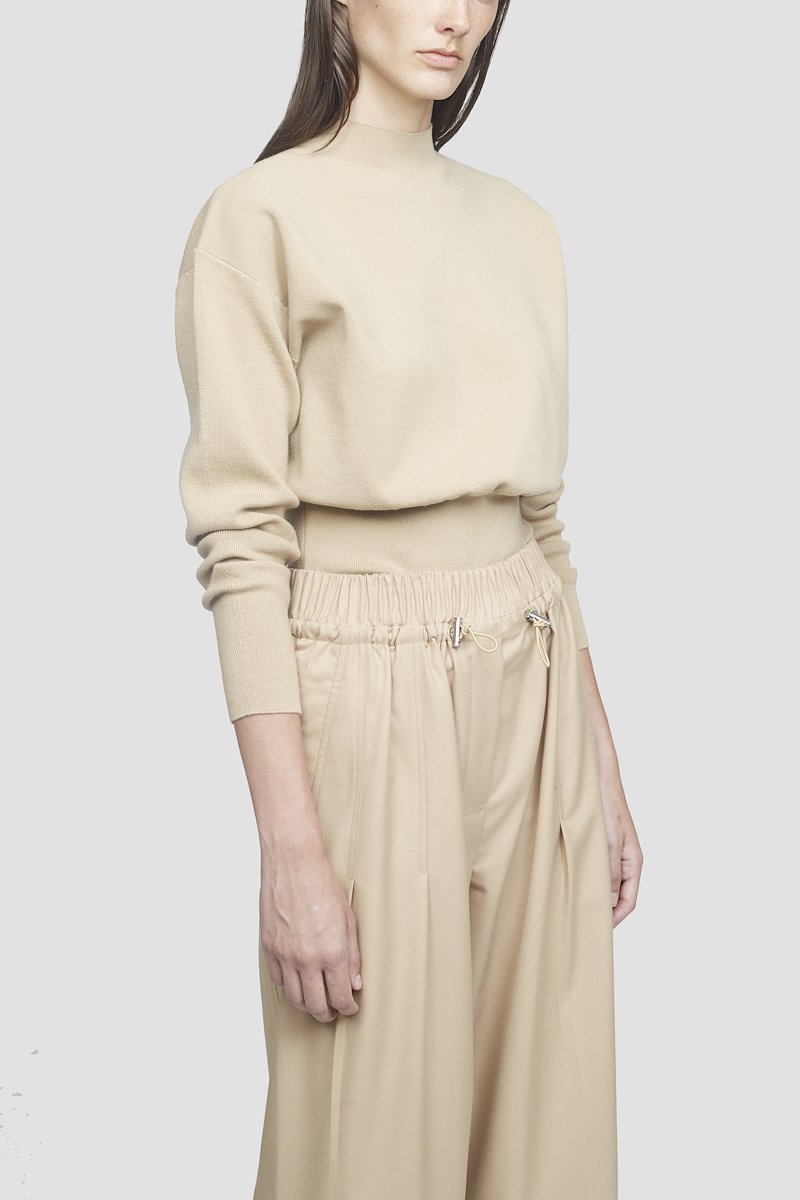 Wool Serge Drawstring Pant-neutrals #0 Wool Serge Drawstring Pant, FAWN Wool or fine animal hair->Wool WOOL SERGE GATHERED DRAWSTRING PANT from 3.1 Phillip Lim. - 2