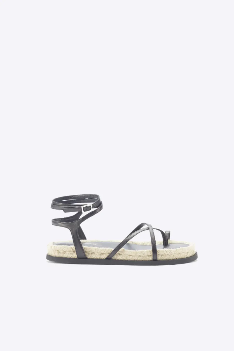 black strappy espadrille sandals