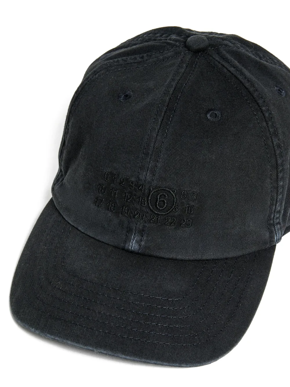 MM6 Maison Margiela Kids Numbers embroidered cotton cap Zwart