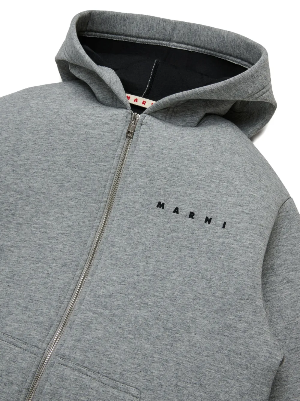 Marni Kids Hoodie met logoprint en rits Grijs