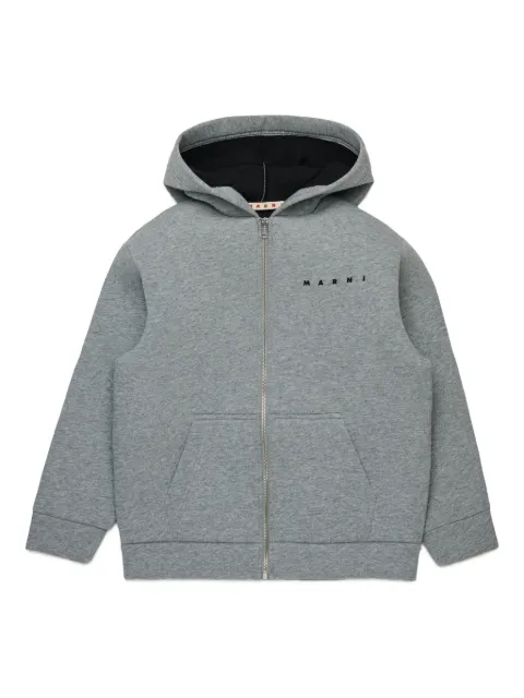 Marni Kids logo-print zip-up hoodie
