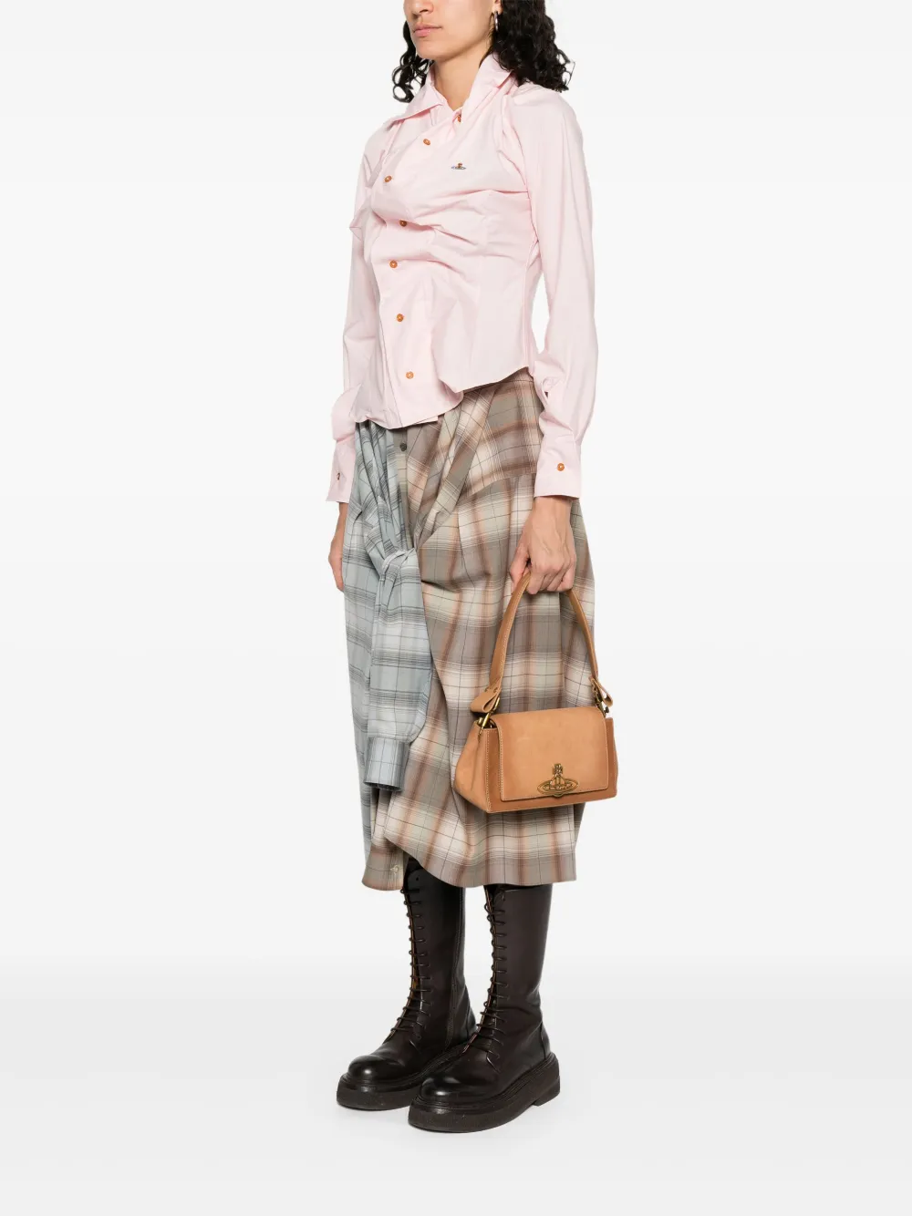 Vivienne Westwood Leren schoudertas - Beige