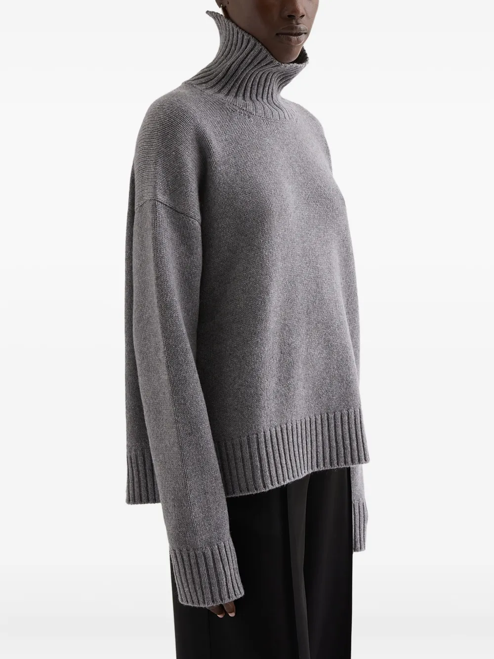 Jil Sander High-neck Ribbed-cuff Sweater In Gray