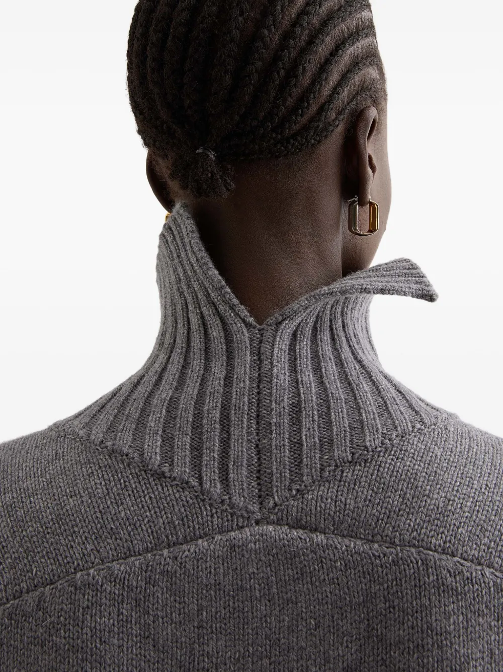 Jil Sander High-neck Ribbed-cuff Sweater In Gray