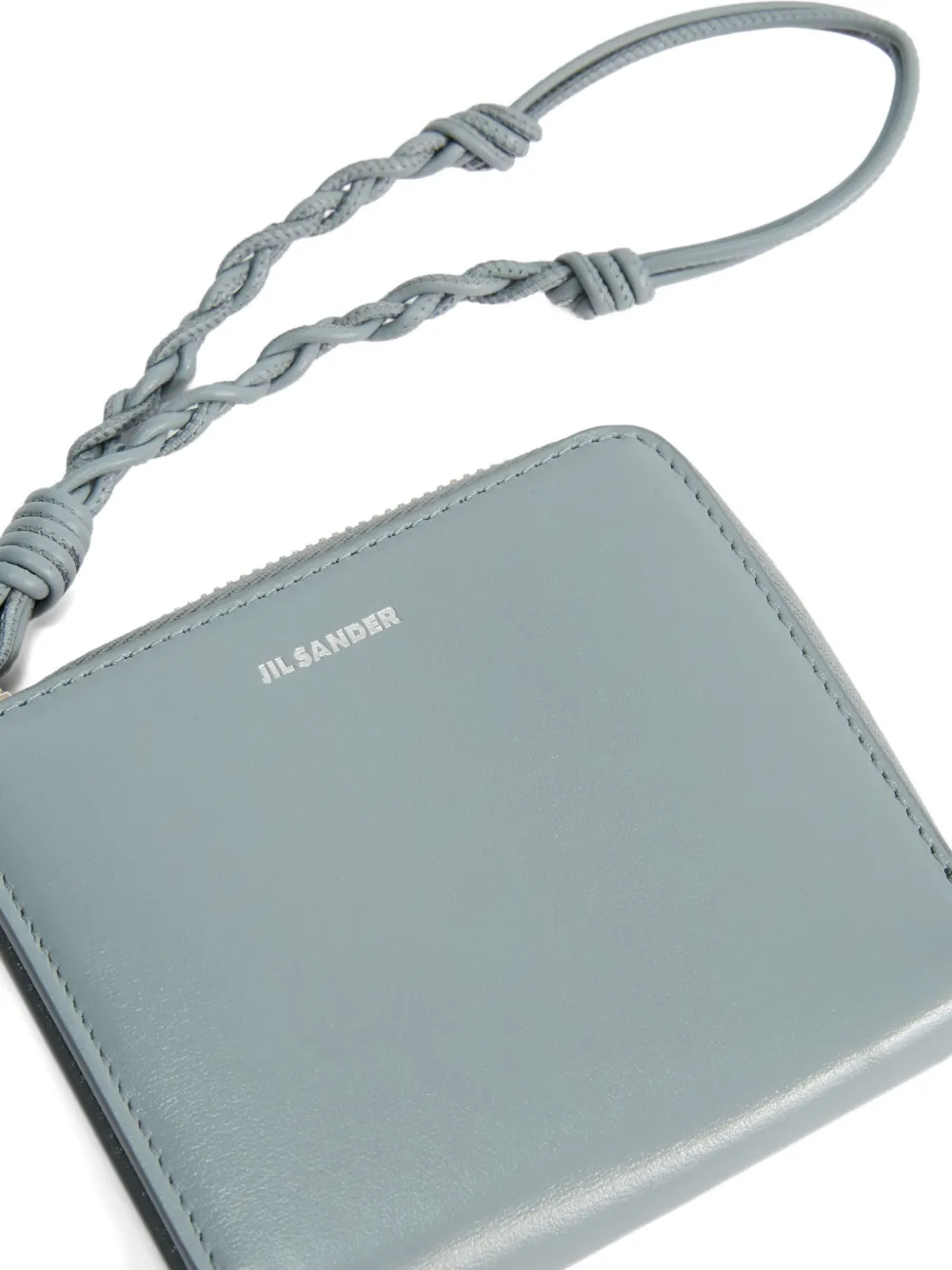 Jil Sander Tangle Leather Card Holder In Gray