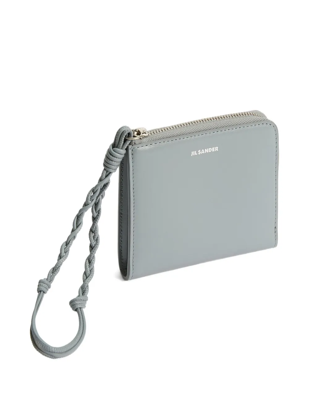 Jil Sander Tangle Leather Card Holder In Gray