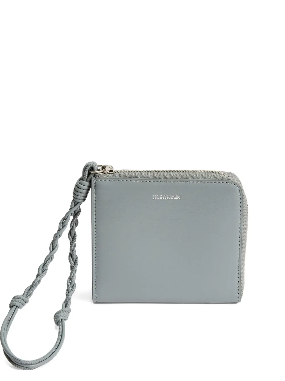 Jil Sander Tangle Leather Card Holder In Gray