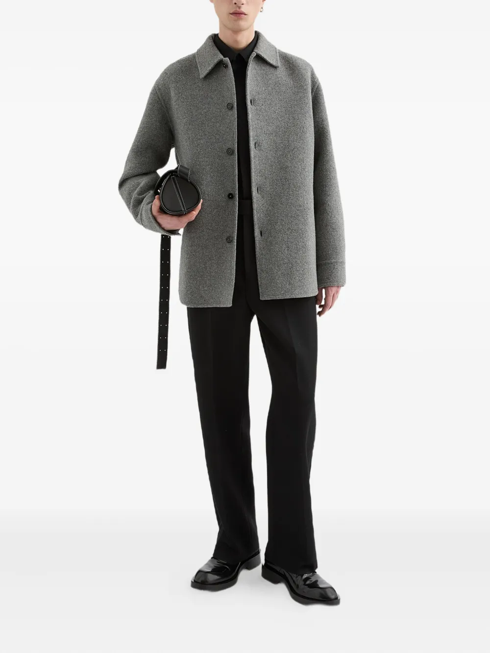 Jil Sander Wool Overshirt Casual Jackets And Parka Gray