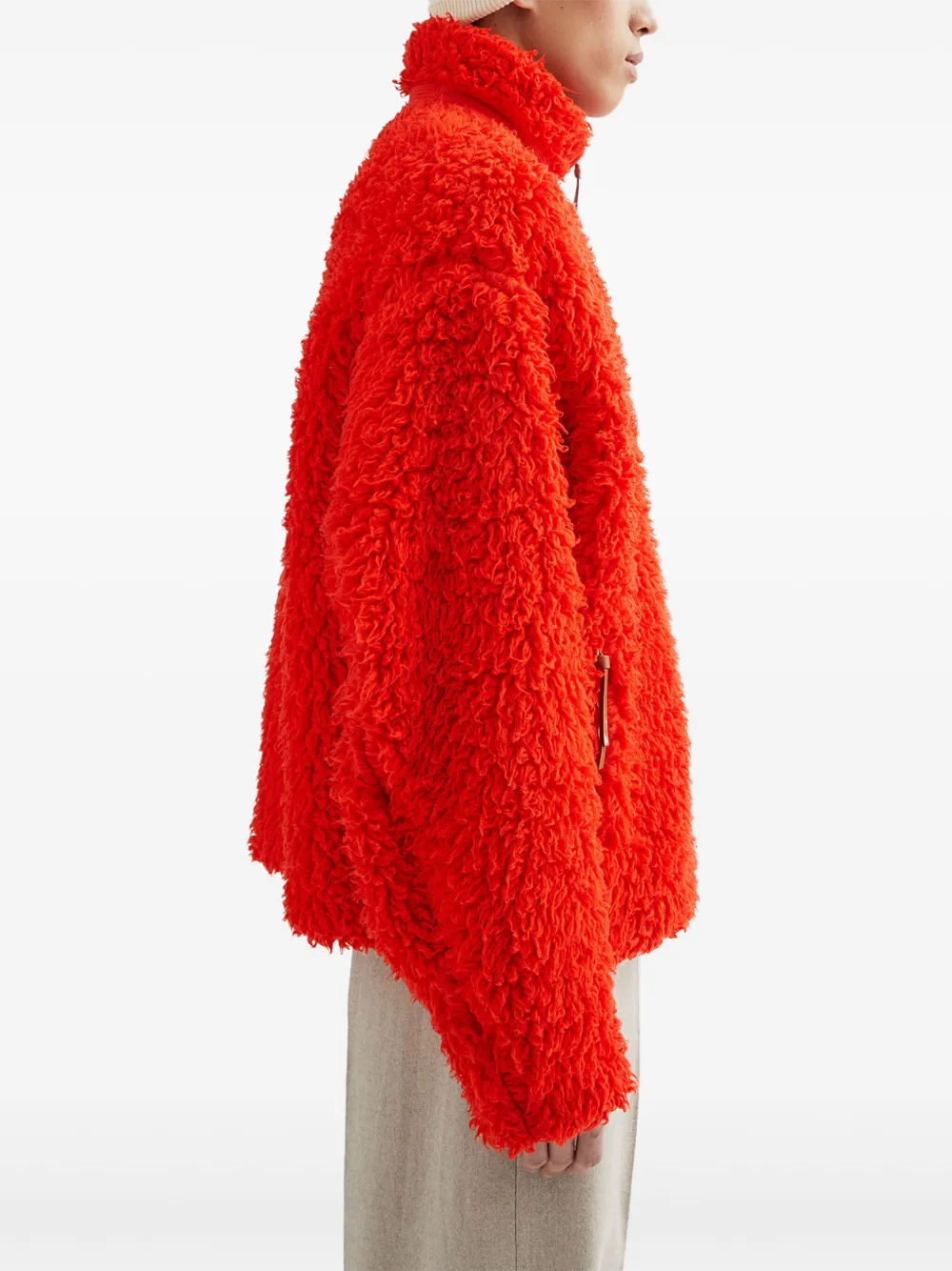Jil Sander Katoenen fleece jack Rood