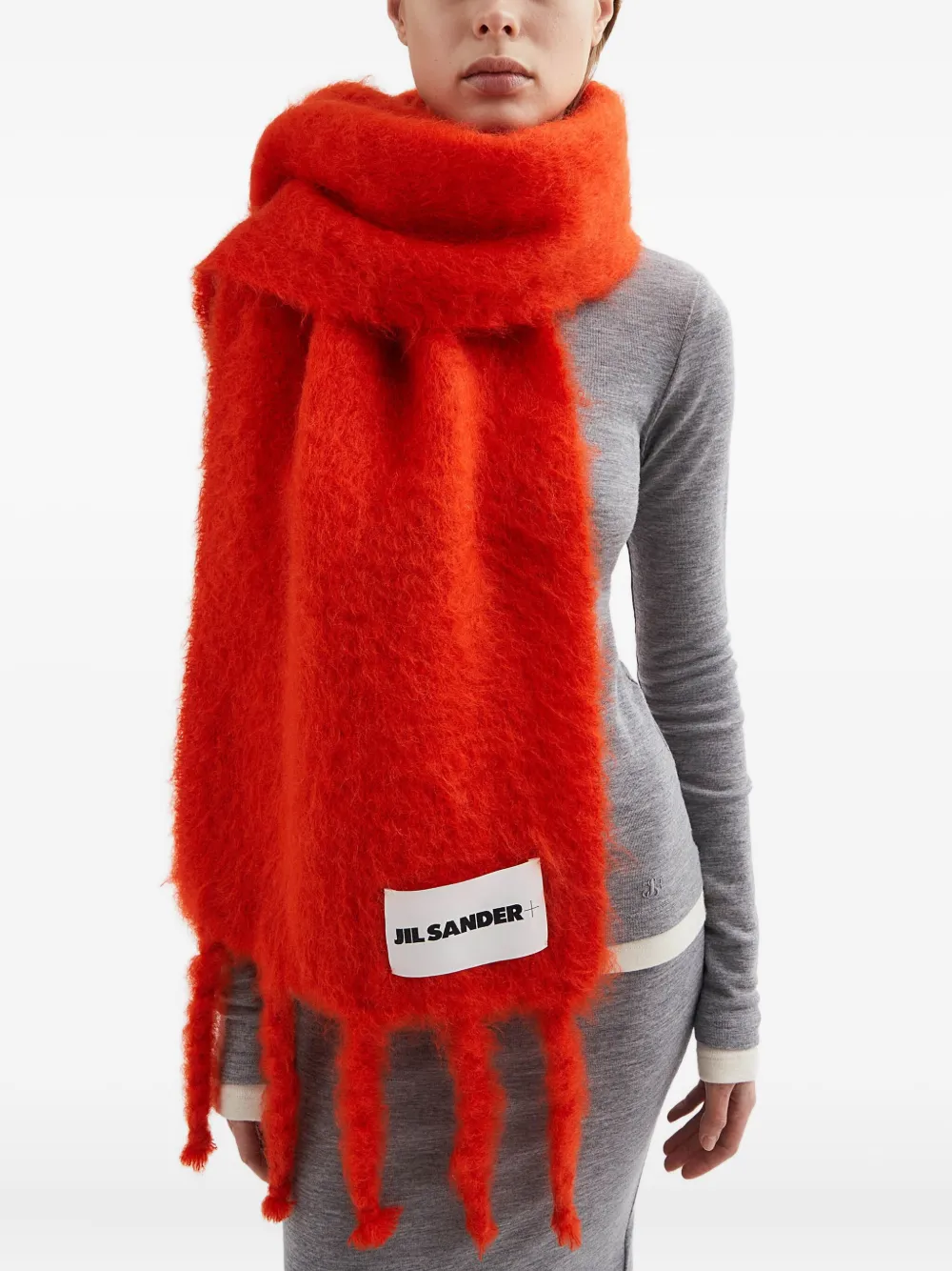 JIL SANDER+ Sjaal met mohairblend Rood