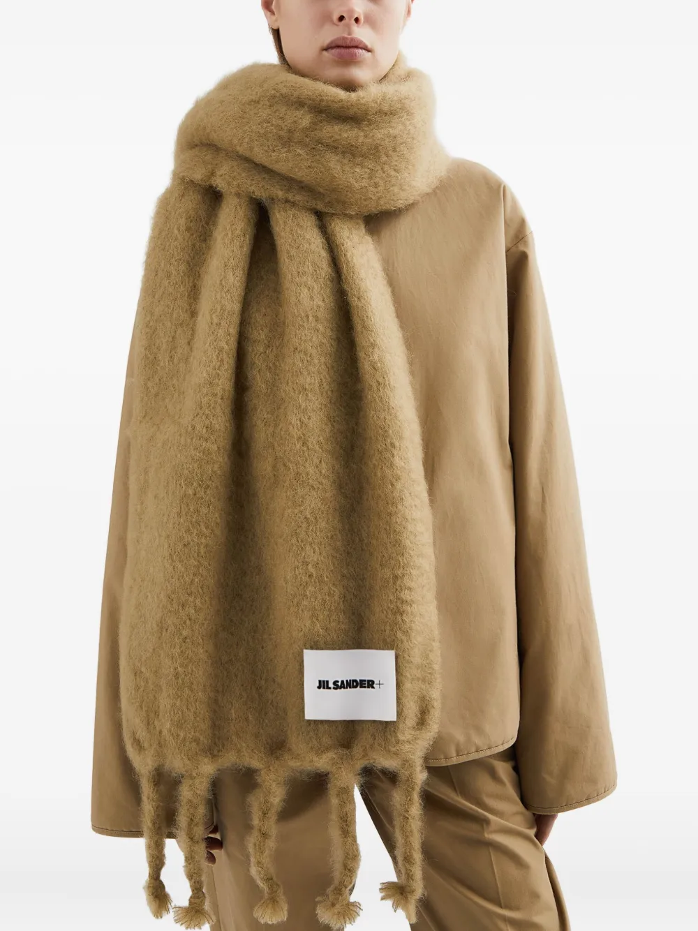 JIL SANDER+ Sjaal met mohairblend Bruin