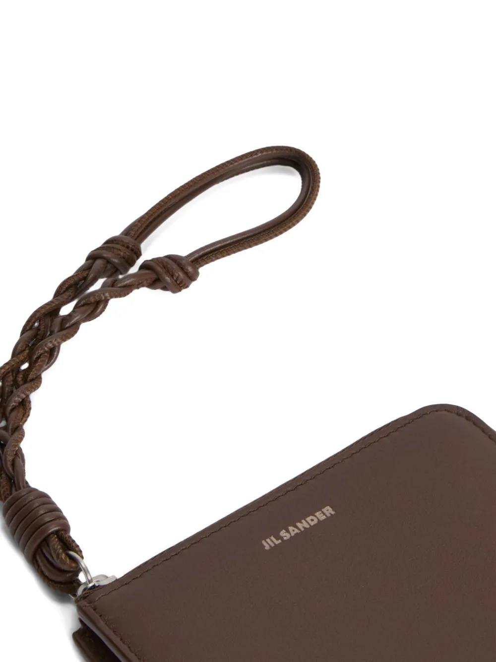 Jil Sander Tangle Zipped Knotted Wallet In Brown