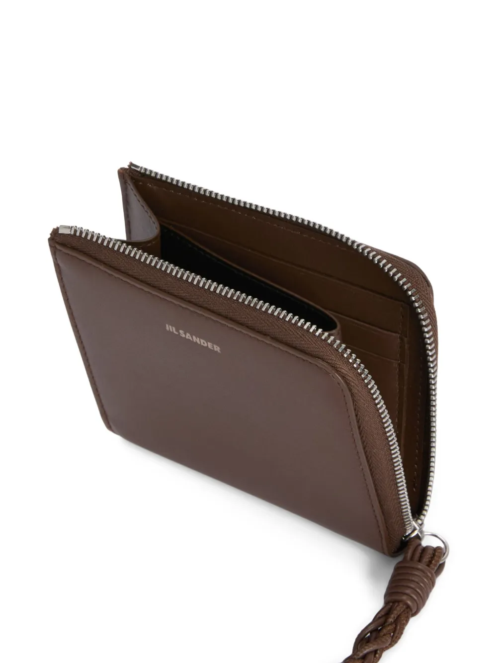 Jil Sander Tangle geknoopte portemonnee met rits Bruin
