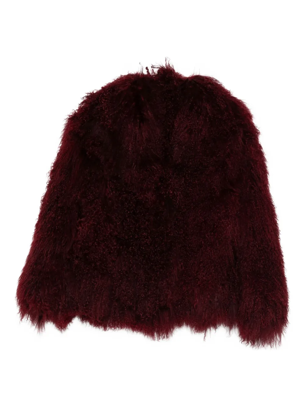 Nour Hammour Faux-fur Jacket In Burgundy