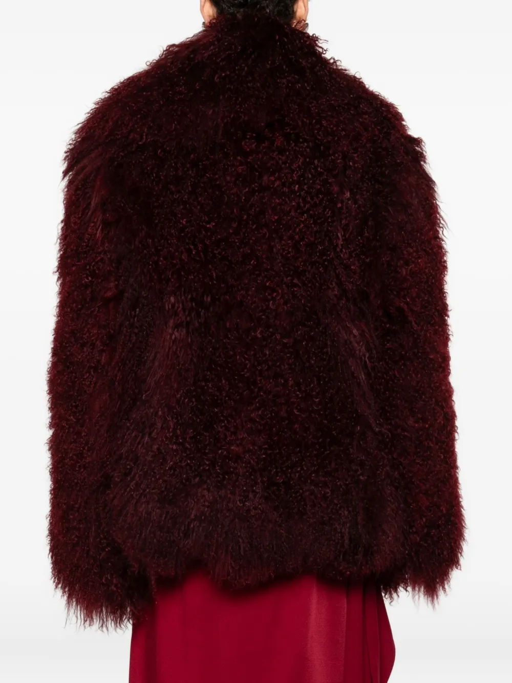 Nour Hammour Faux-fur Jacket In Burgundy