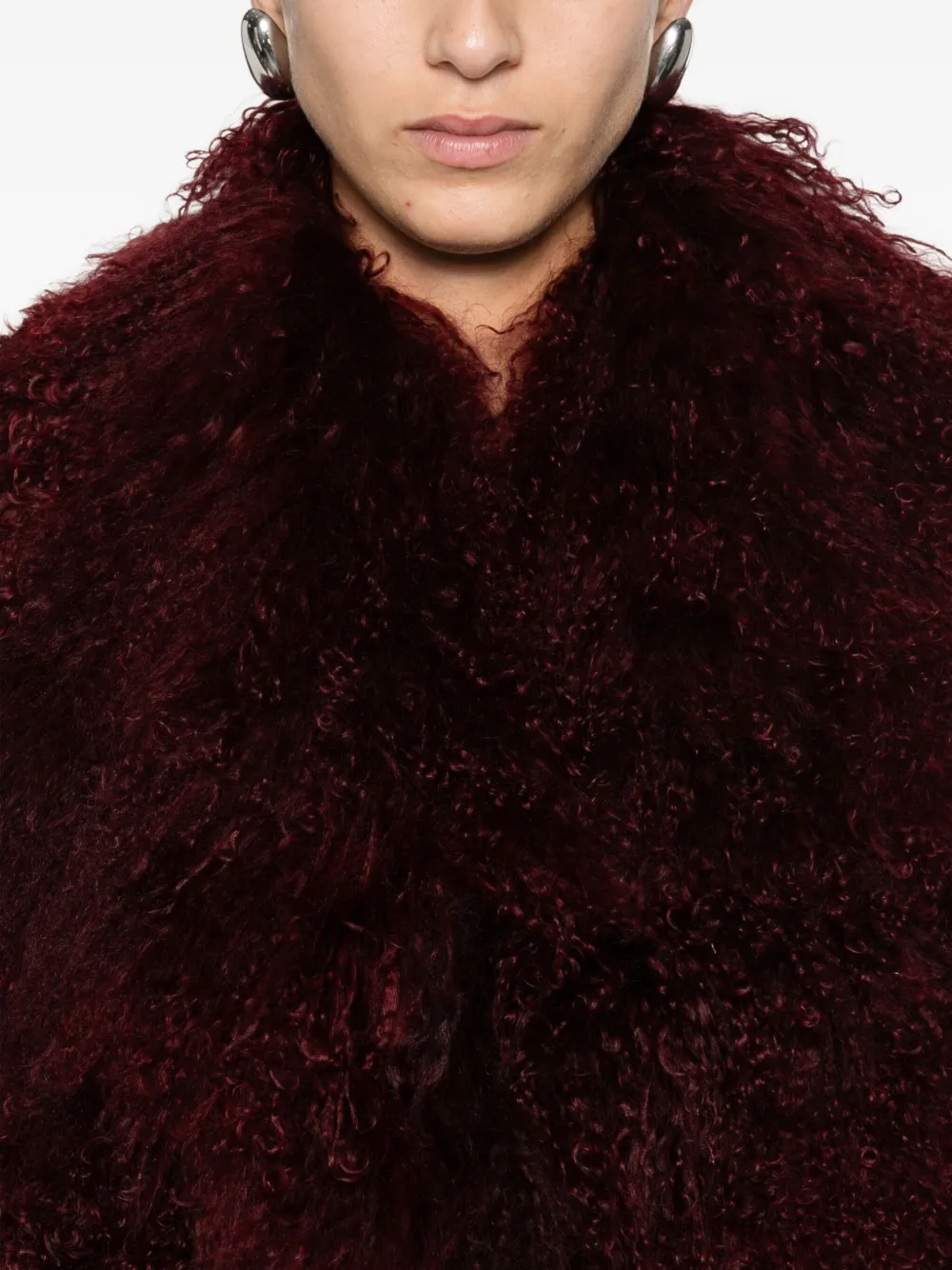 Nour Hammour Faux-fur Jacket In Burgundy