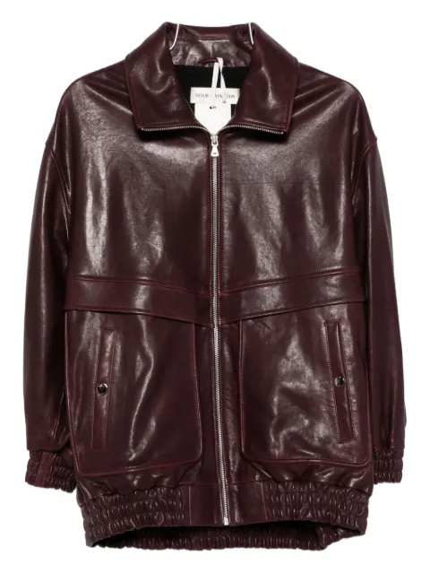 Nour Hammour leather bomber jacket