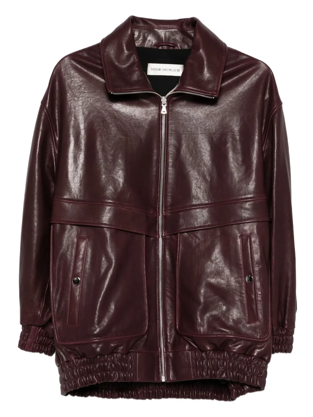 Nour Hammour leather bomber jacket | Purple | Image 1