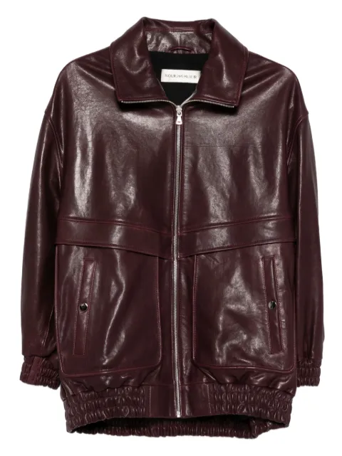 Nour Hammour leather bomber jacket
