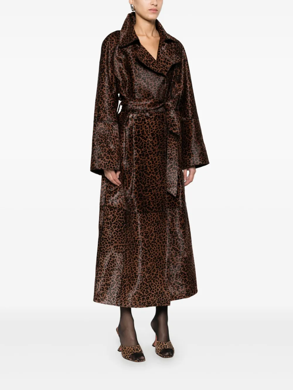 Nour Hammour Althea jas met ceintuur Bruin