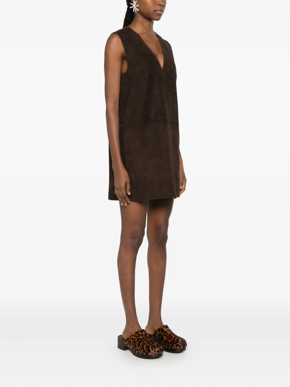 Simon Miller Fountain Suede Mini Dress In Brown
