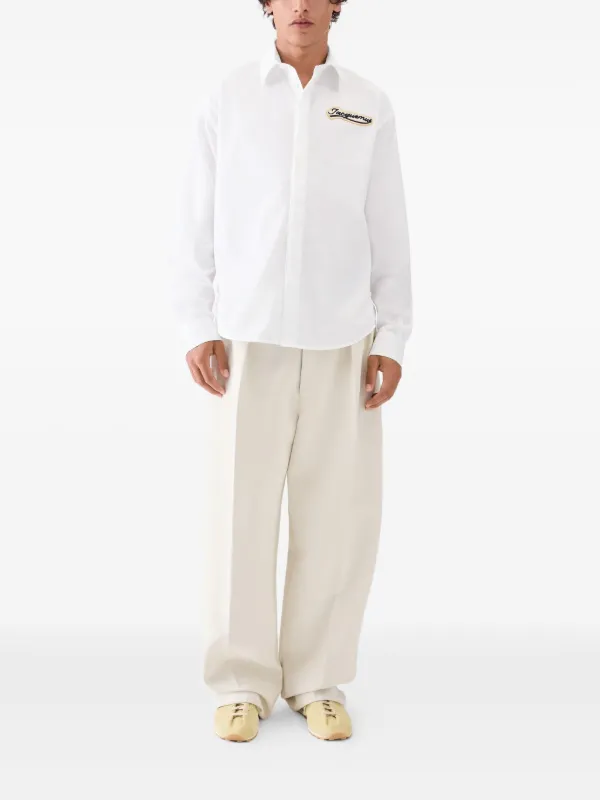 新品　定価52800円JACQUEMUS Mazzou poplin shirt JACQUEMUS Majean asymmetric cropped cotton-poplin shirt